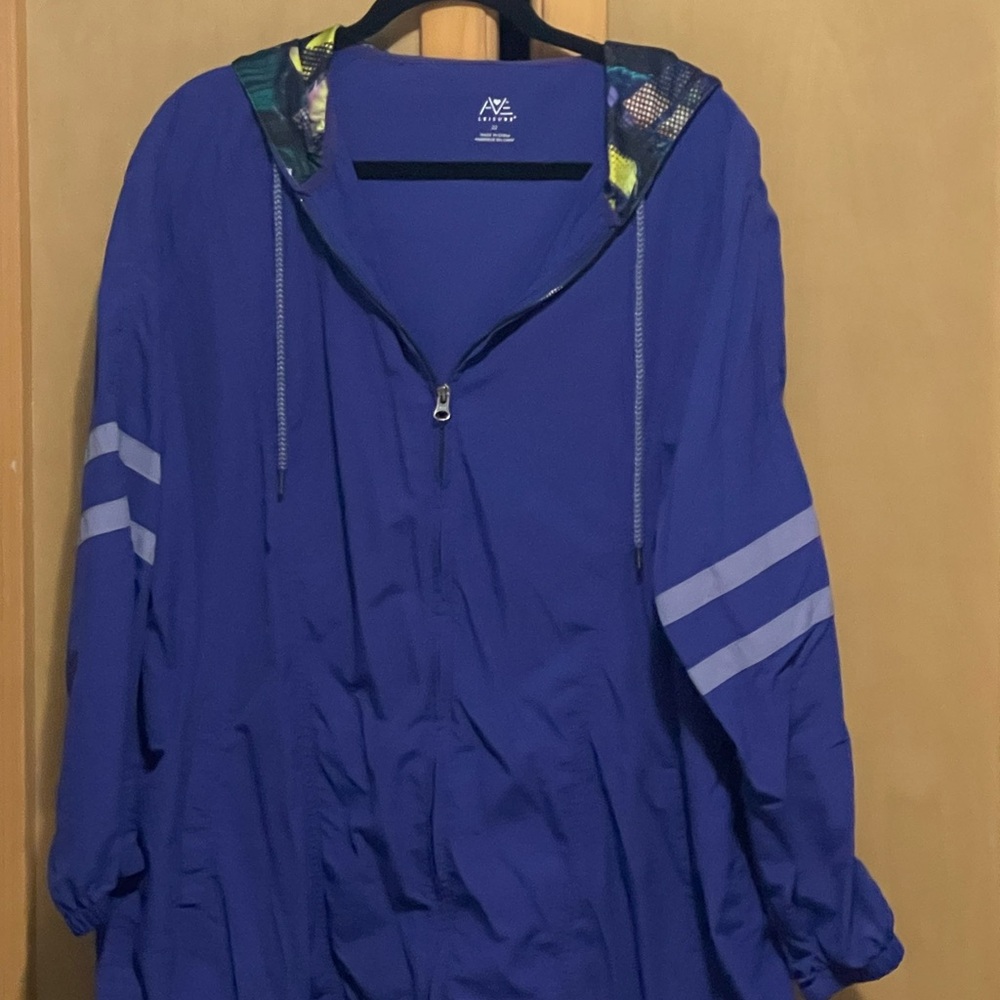 Avenue Blue Windbreaker with Hood